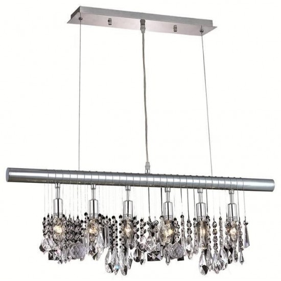 Elegant Lighting Chorus Line 6 Light Chrome Chandelier Clear Royal Cut Crystal