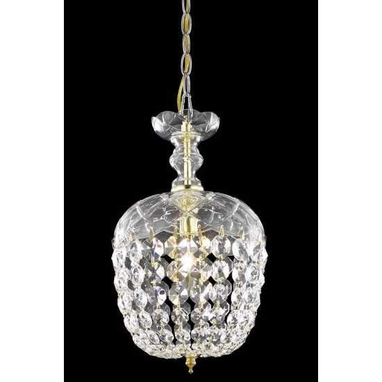 Elegant Lighting Rococo 1 Light Gold Pendant Clear Royal Cut Crystal