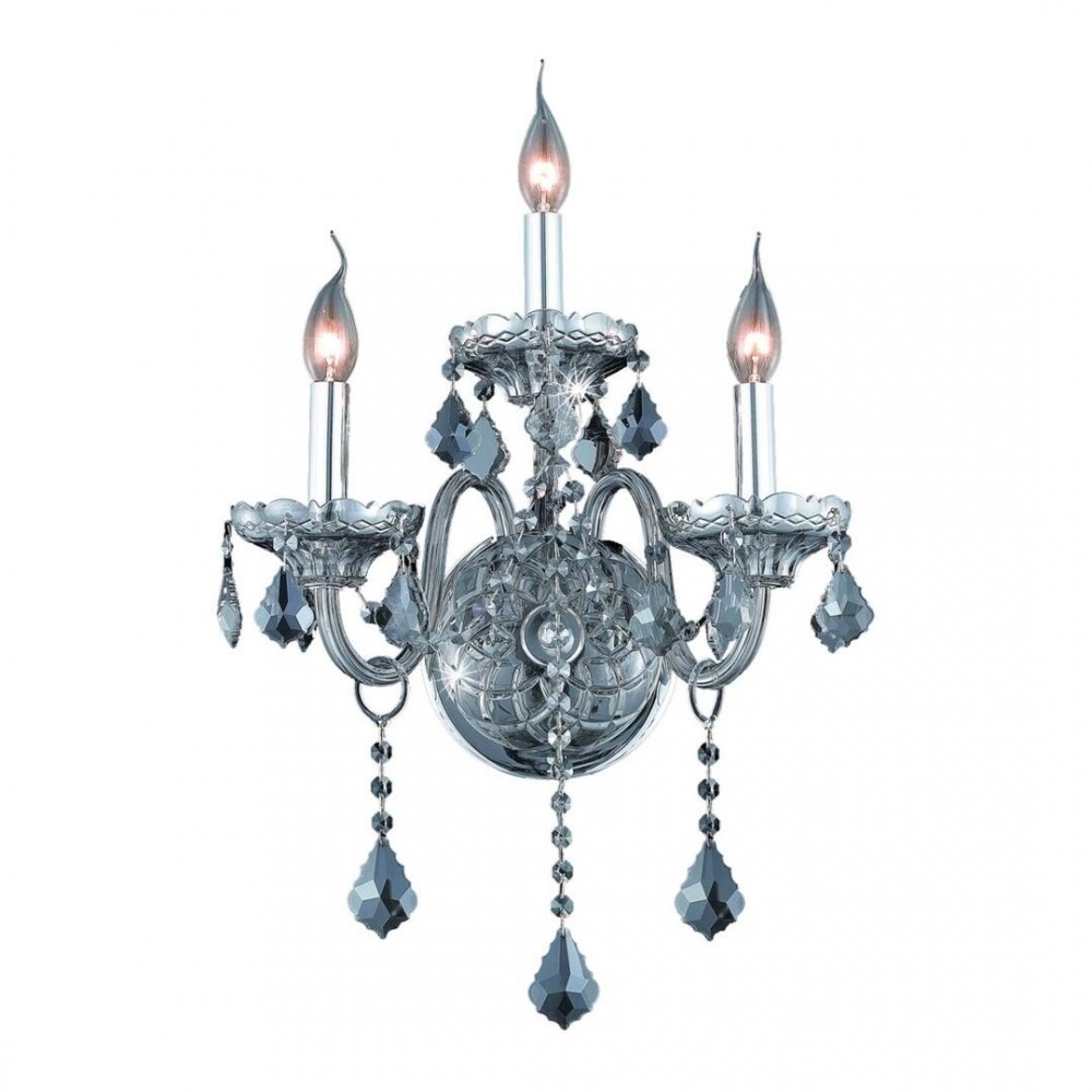 Elegant Lighting Verona 3 Light Silver Shade Wall Sconce Silver Shade (Grey) Royal Cut Crystal