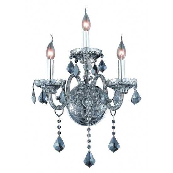 Elegant Lighting Verona 3 Light Silver Shade Wall Sconce Silver Shade (Grey) Royal Cut Crystal