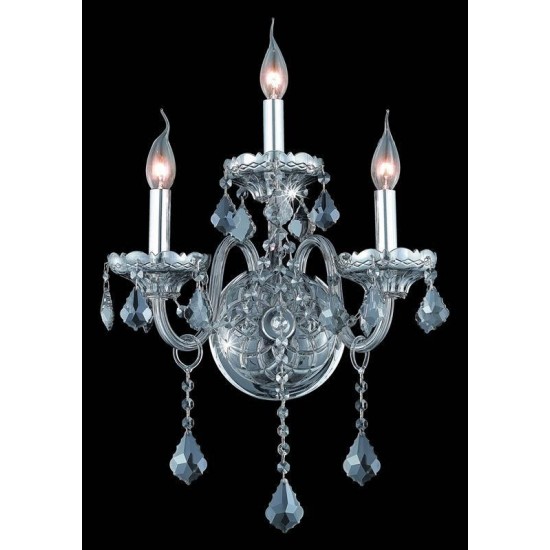 Elegant Lighting Verona 3 Light Silver Shade Wall Sconce Silver Shade (Grey) Royal Cut Crystal