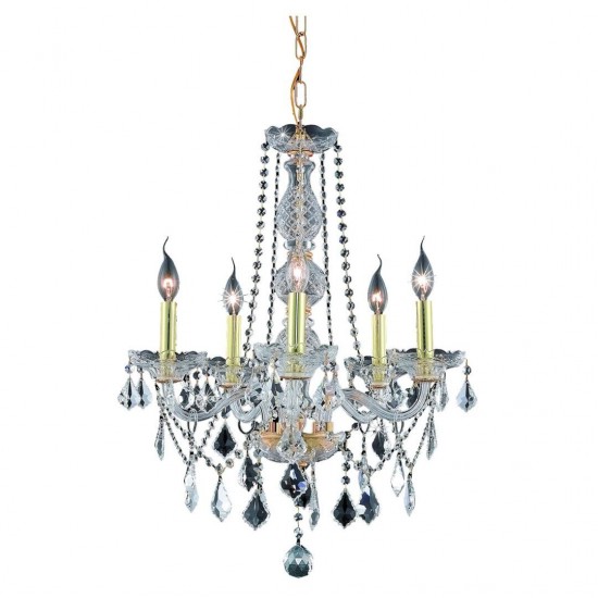 Elegant Lighting Verona 5 Light Gold Chandelier Clear Swarovski Elements Crystal