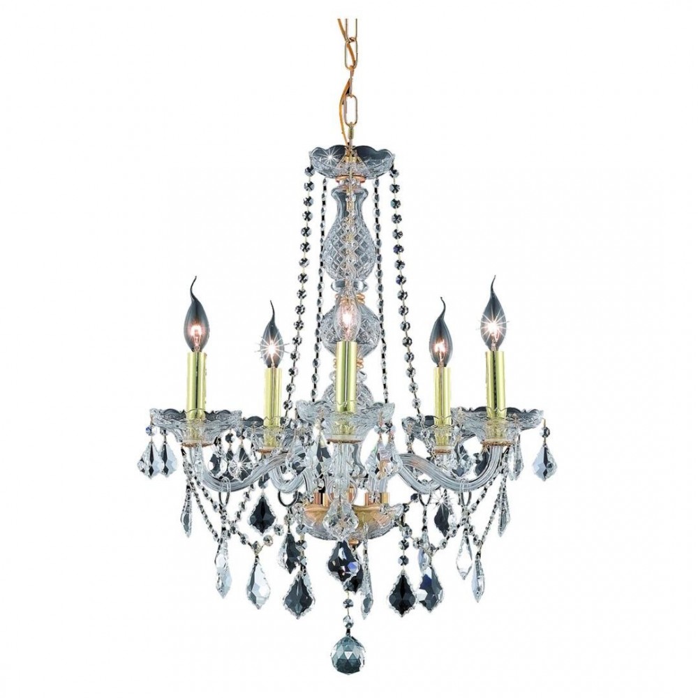 Elegant Lighting Verona 5 Light Gold Chandelier Clear Swarovski Elements Crystal