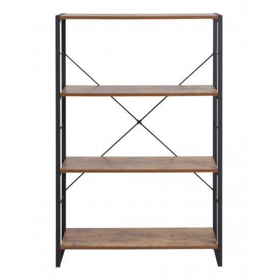 4 Tier industrial look metal and wood bookcase
