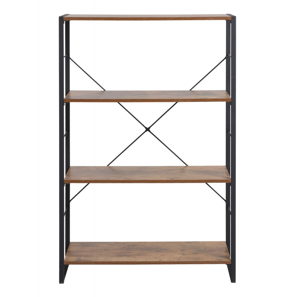 4 Tier industrial look metal and wood bookcase