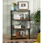 4 Tier industrial look metal and wood bookcase
