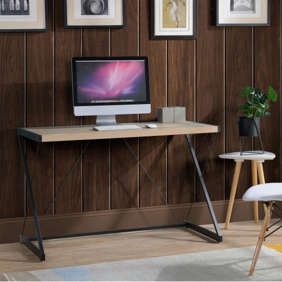 Light Oak finish computer desk with metal base