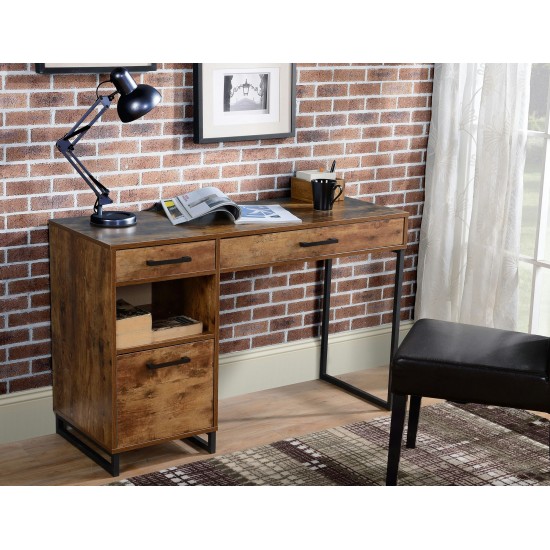 Rustic Wood finish computer desk with Metal legs