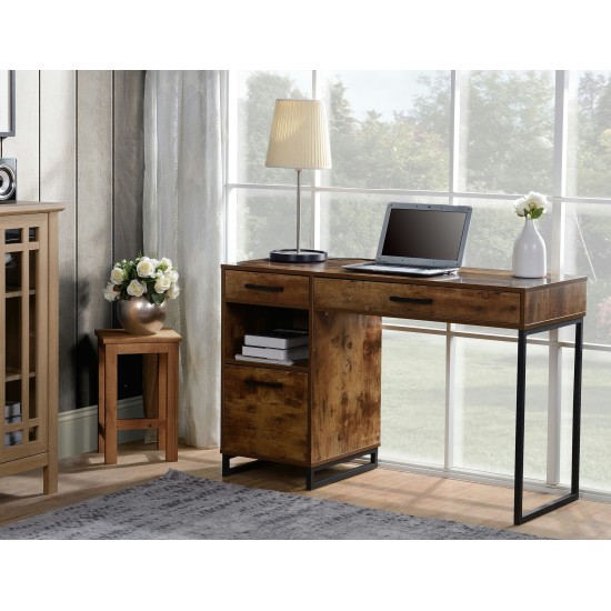 Rustic Wood finish computer desk with Metal legs