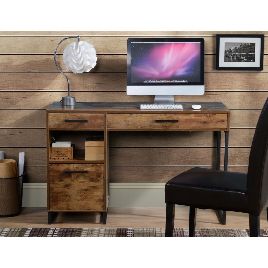 Rustic Wood finish computer desk with Metal legs