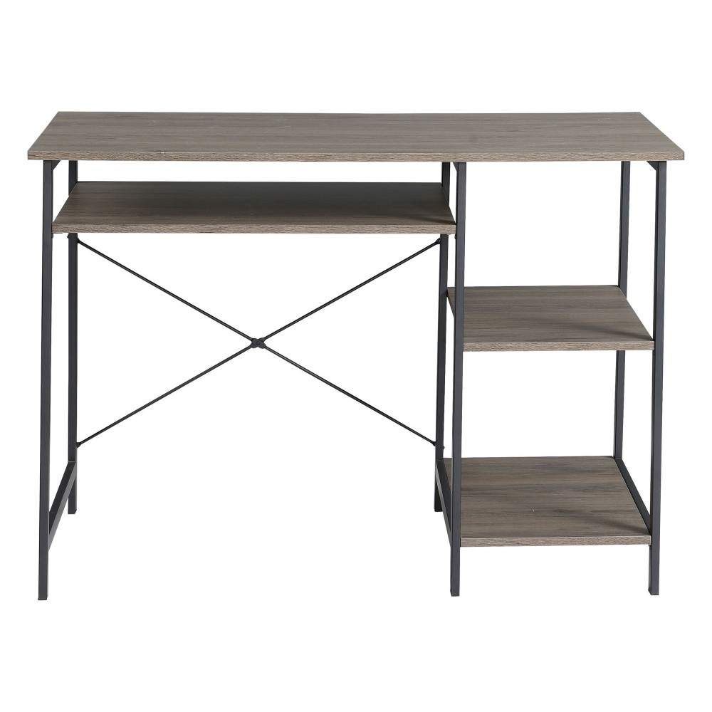 Gray Oak Student Desk WIth Bookcase