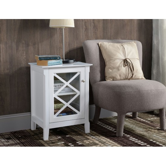 Savannah White Accent Side Table With Cabinet