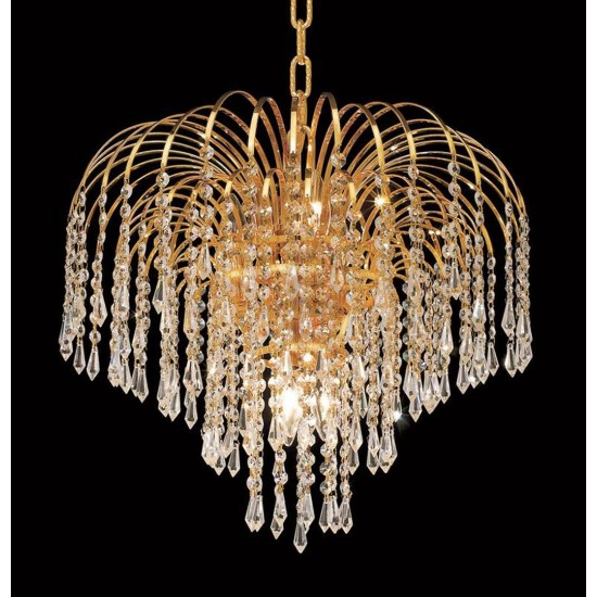 Elegant Lighting Falls 6 Light Gold Pendant Clear Swarovski Elements Crystal