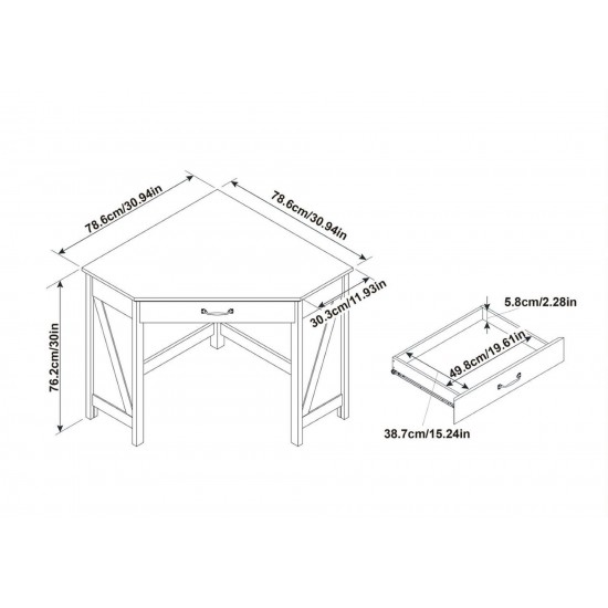 Black Oak Corner Computer Desk