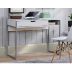 White Writing Desk with Drawer and Storage