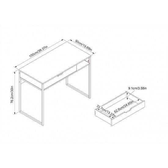 White Writing Desk with Drawer and Storage