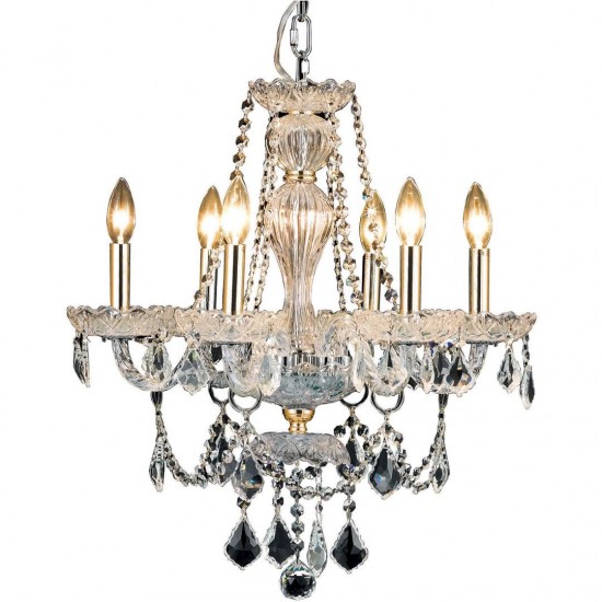 Elegant Lighting Giselle 6 Light Gold Chandelier Clear Royal Cut Crystal