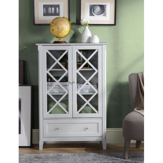 Savannah Grey Accent Cabinet With Two Doors and Lower Drawer