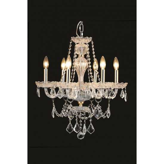 Elegant Lighting Giselle 6 Light Gold Chandelier Clear Royal Cut Crystal