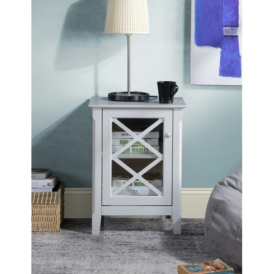 Savannah Grey Accent Side Table With Cabinet