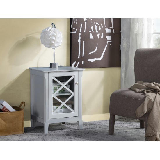 Savannah Grey Accent Side Table With Cabinet