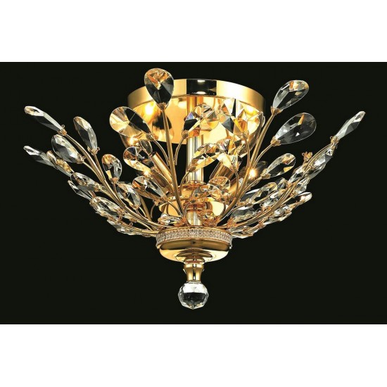 Elegant Lighting Orchid 4 Light Gold Flush Mount Clear Royal Cut Crystal