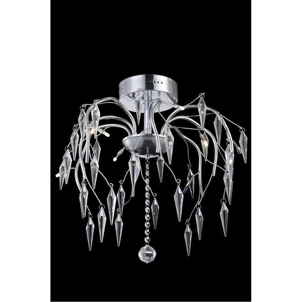 Elegant Lighting Amour 8 Light Chrome Flush Mount Clear Swarovski Elements Crystal