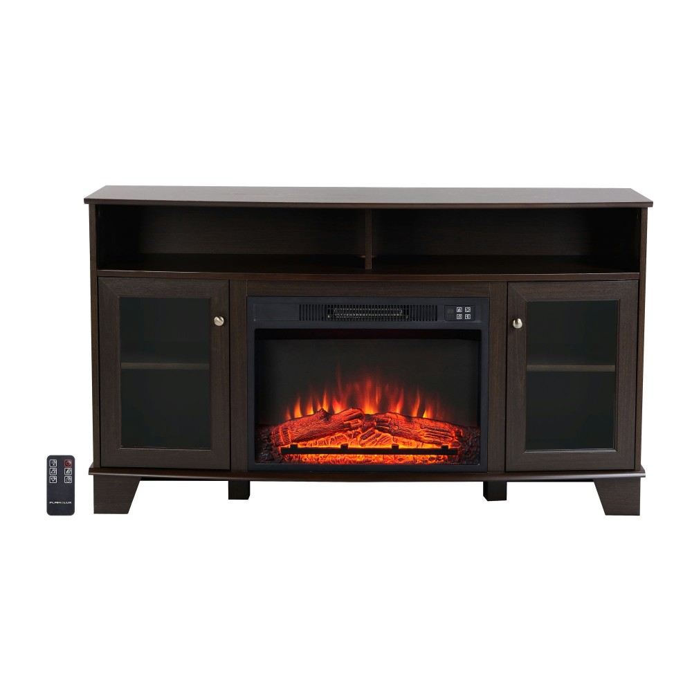 Wilson Oak Finish TV Stand With Electric Fireplace