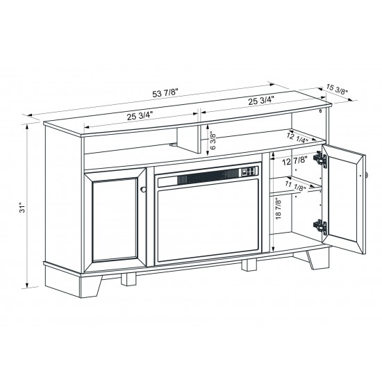 Wilson Oak Finish TV Stand With Electric Fireplace