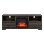 Weathered Oak TV Stand with Fireplace