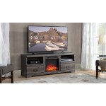 Weathered Oak TV Stand with Fireplace