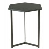 Dark Wood Finish Top Hexigon Side Table With Metal Base