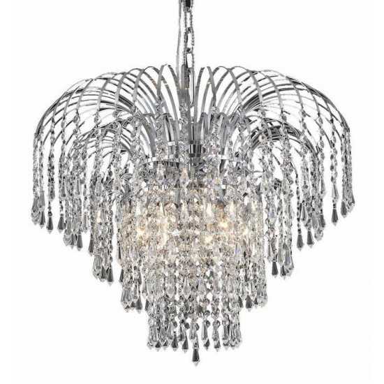 Elegant Lighting Falls 6 Light Chrome Chandelier Clear Swarovski Elements Crystal