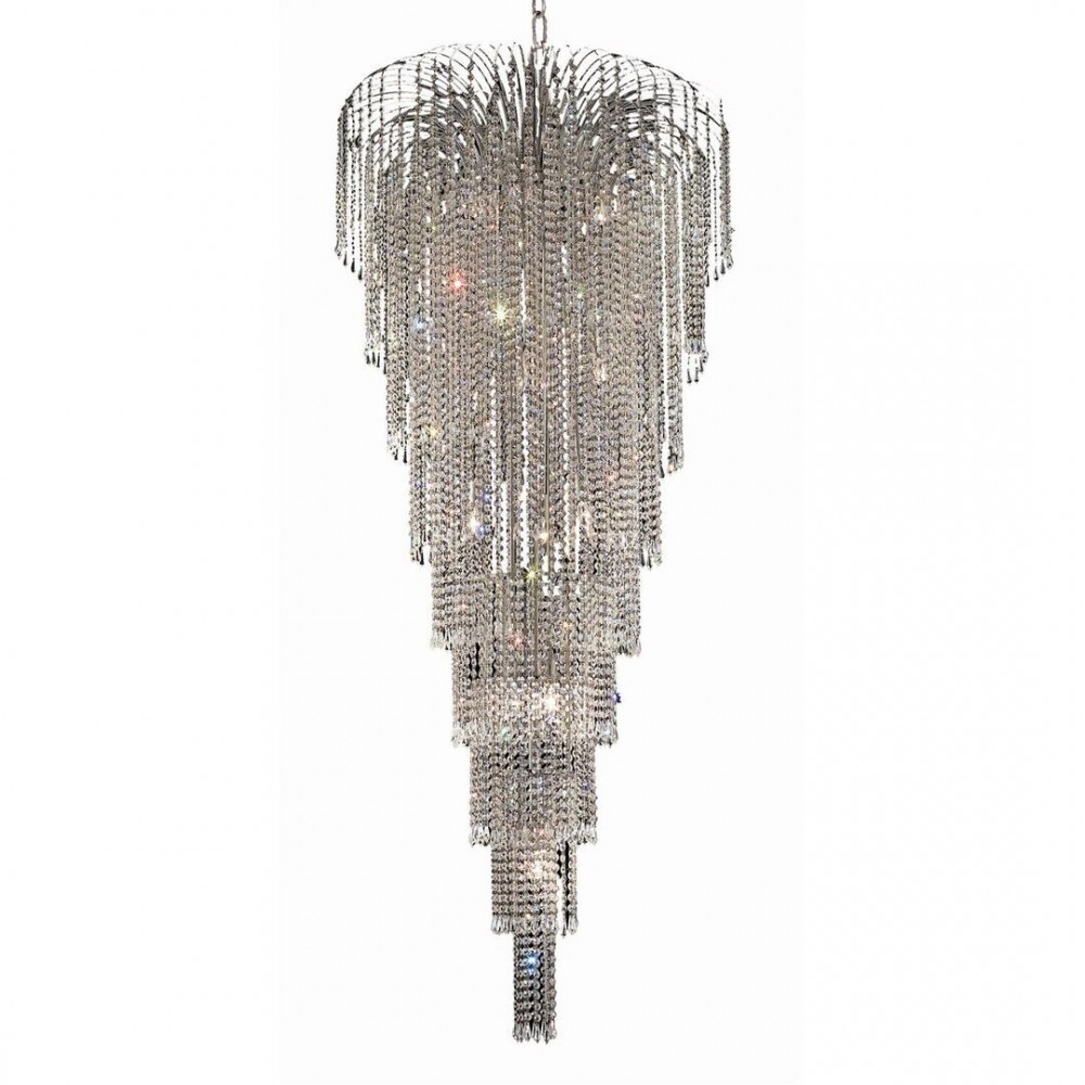 Elegant Lighting Falls 15 Light Chrome Chandelier Clear Royal Cut Crystal