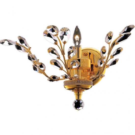 Elegant Lighting Orchid 1 Light Gold Wall Sconce Clear Royal Cut Crystal