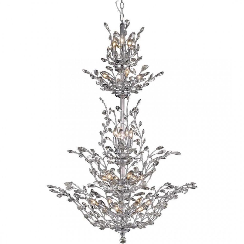 Elegant Lighting Orchid 25 Light Chrome Chandelier Clear Spectra Swarovski Crystal