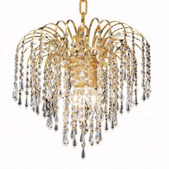 Elegant Lighting Falls 3 Light Gold Pendant Clear Royal Cut Crystal