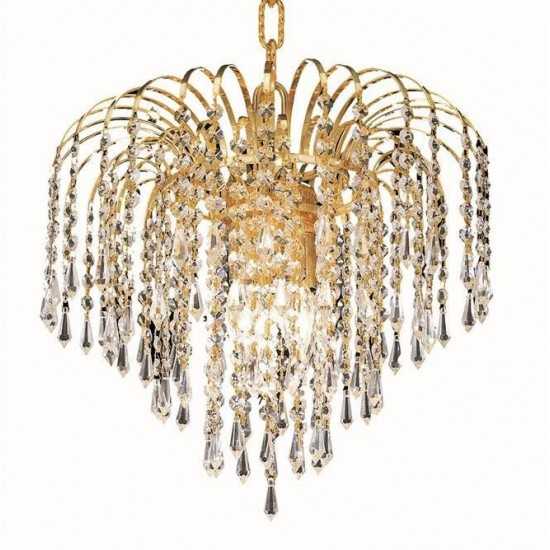 Elegant Lighting Falls 3 Light Gold Pendant Clear Royal Cut Crystal