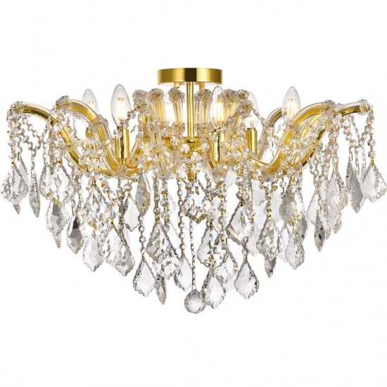 Elegant Lighting Maria Theresa 6 Light Gold Flush Mount Clear Swarovski Elements Crystal