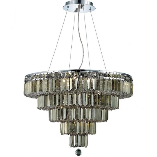 Elegant Lighting Maxime 14 Light Chrome Chandelier Golden Teak (Smoky) Swarovski Elements Crystal