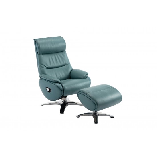 15-3723 Adler Swivel Pedestal Recliner, Capri Blue