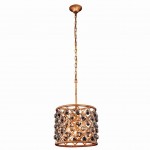 Elegant Lighting 14" Pendant Lamp with 3 E12 Light Bulbs and Royal Cut Clear Crystal Trim in Golden Iron Finish