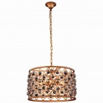 Elegant Lighting 20" Pendant Lamp with 6 E12 Light Bulbs and Royal Cut Clear Crystal Trim in Golden Iron Finish