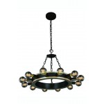 Elegant Lighting Winston Collection Pendant Lamp D:25 H:18 Lt:12 Silver Leaf & Vintage Bronze Finish