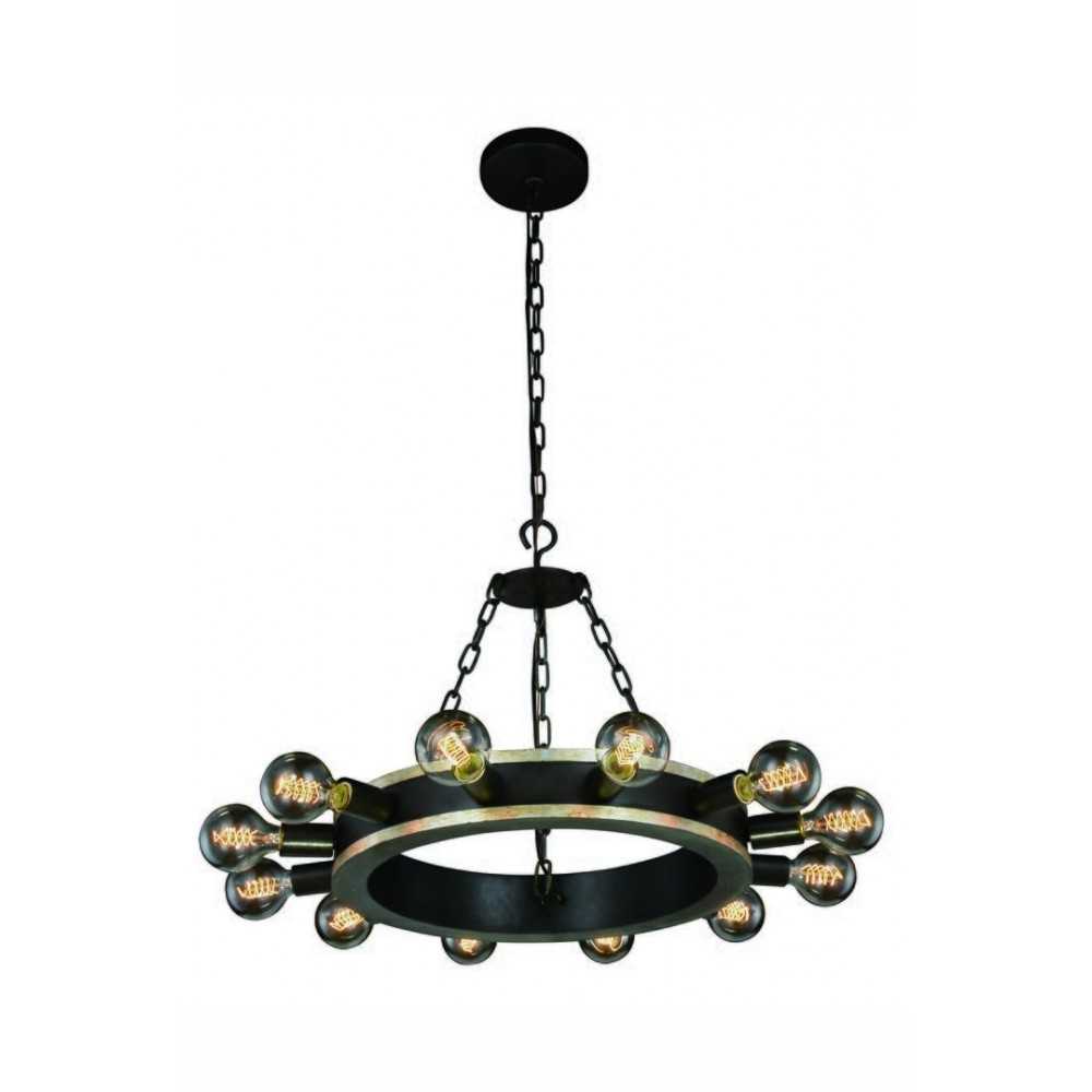 Elegant Lighting Winston Collection Pendant Lamp D:25 H:18 Lt:12 Silver Leaf & Vintage Bronze Finish