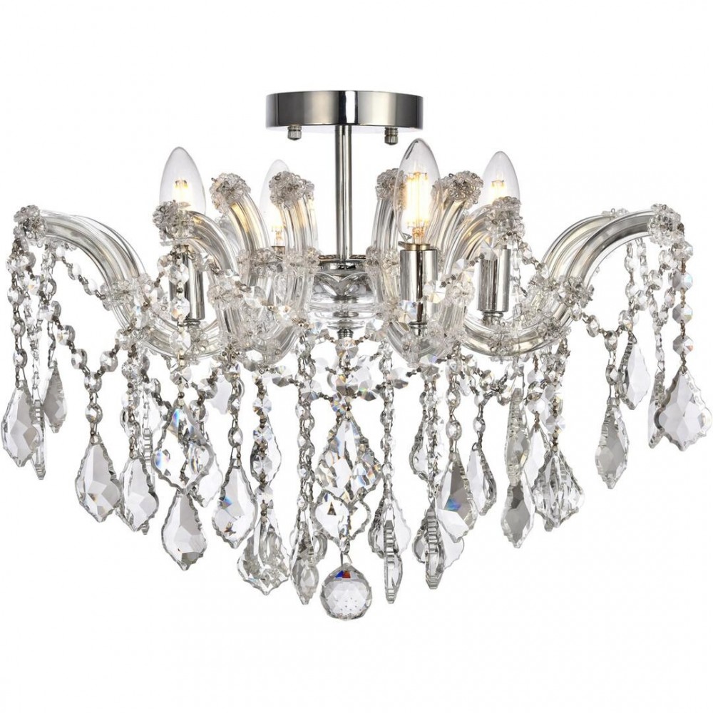 Elegant Lighting Maria Theresa 4 Light Chrome Flush Mount Clear Spectra Swarovski Crystal