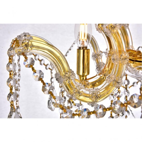 Elegant Lighting Maria Theresa 4 Light Gold Flush Mount Clear Elegant Cut Crystal