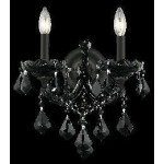 Elegant Lighting Maria Theresa 2 Light Black Wall Sconce Jet (Black) Swarovski Elements Crystal