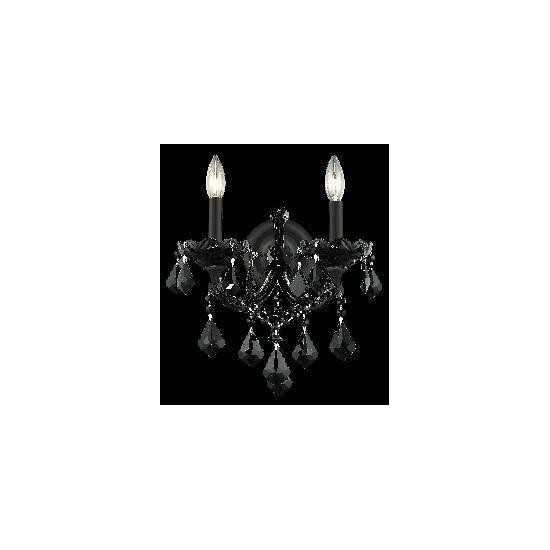 Elegant Lighting Maria Theresa 2 Light Black Wall Sconce Jet (Black) Swarovski Elements Crystal