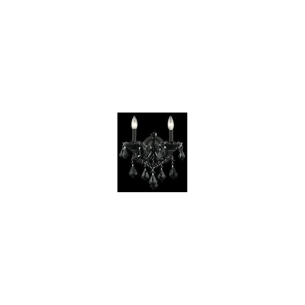 Elegant Lighting Maria Theresa 2 Light Black Wall Sconce Jet (Black) Swarovski Elements Crystal